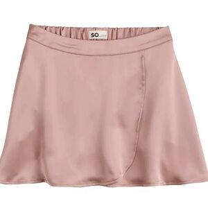 Girls 20 SO®, shiny Rose color, Satin Wrap Skort in Plus Size 20, NWT